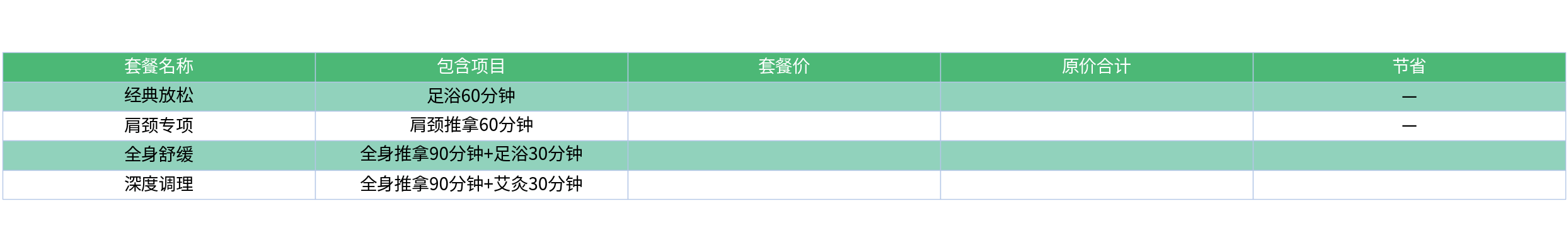 对比表格
