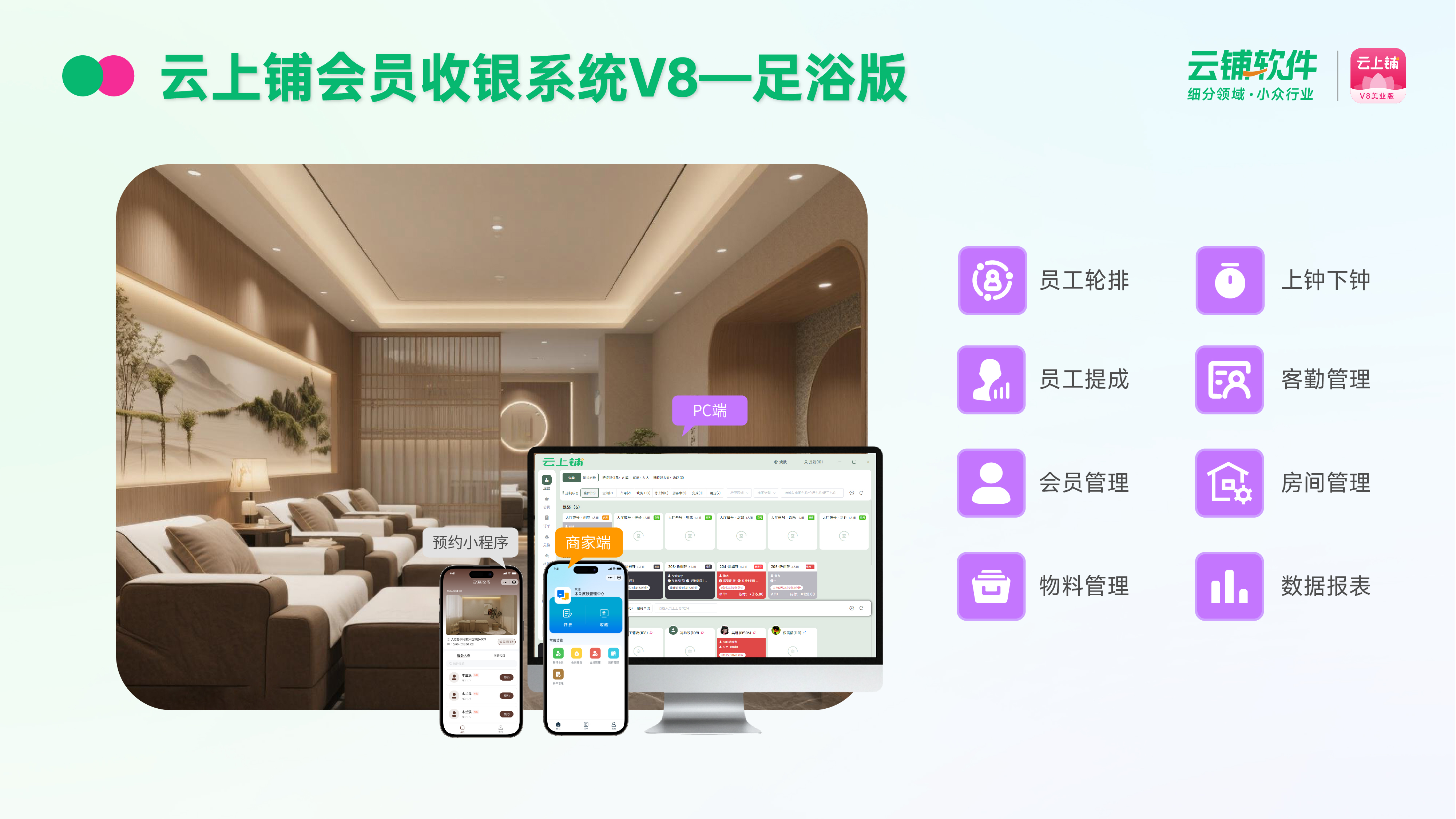 云上铺养生足浴管理系统界面