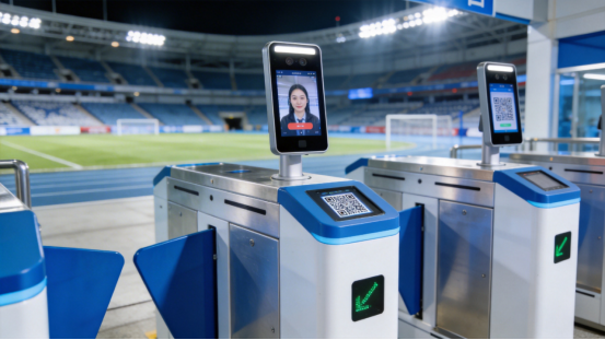 智能闸机系统,支持人脸识别和二维码扫描的现代化入场设备