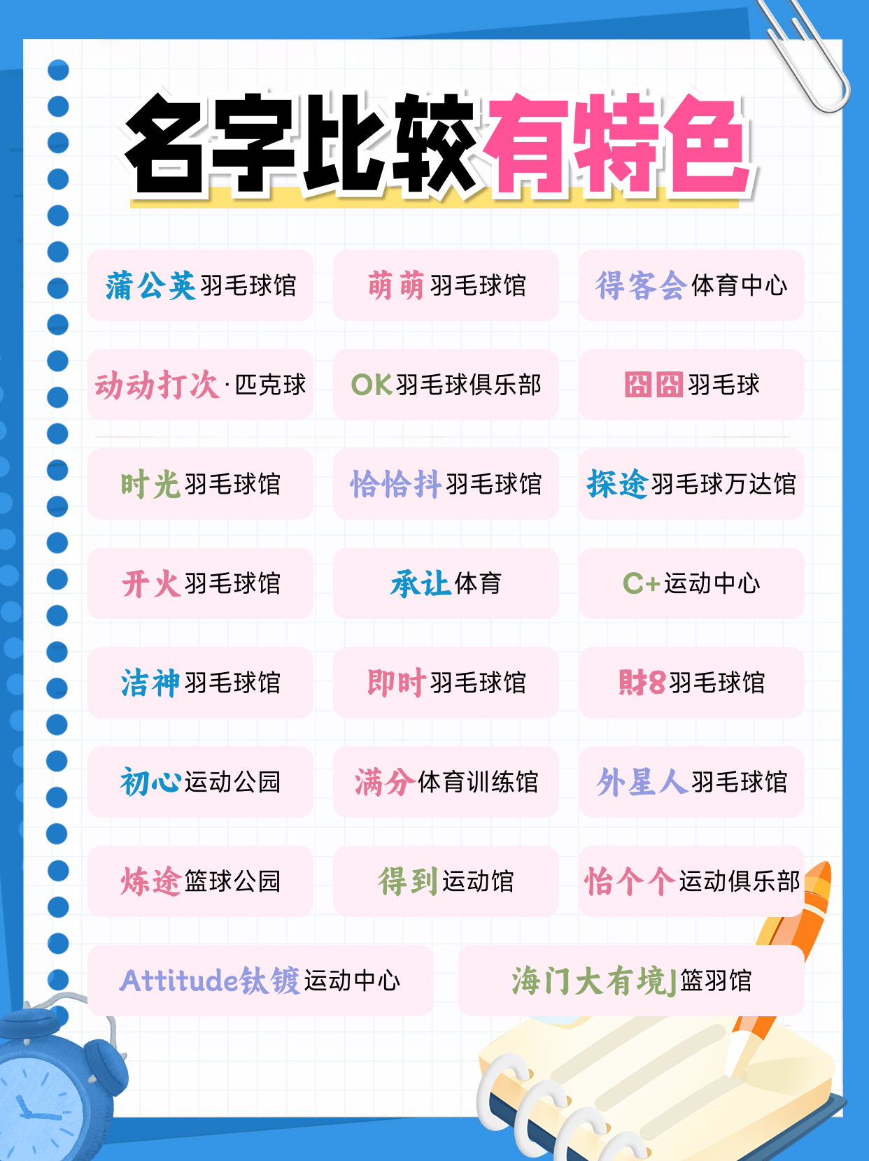 开羽毛球馆取个什么样的名字?
